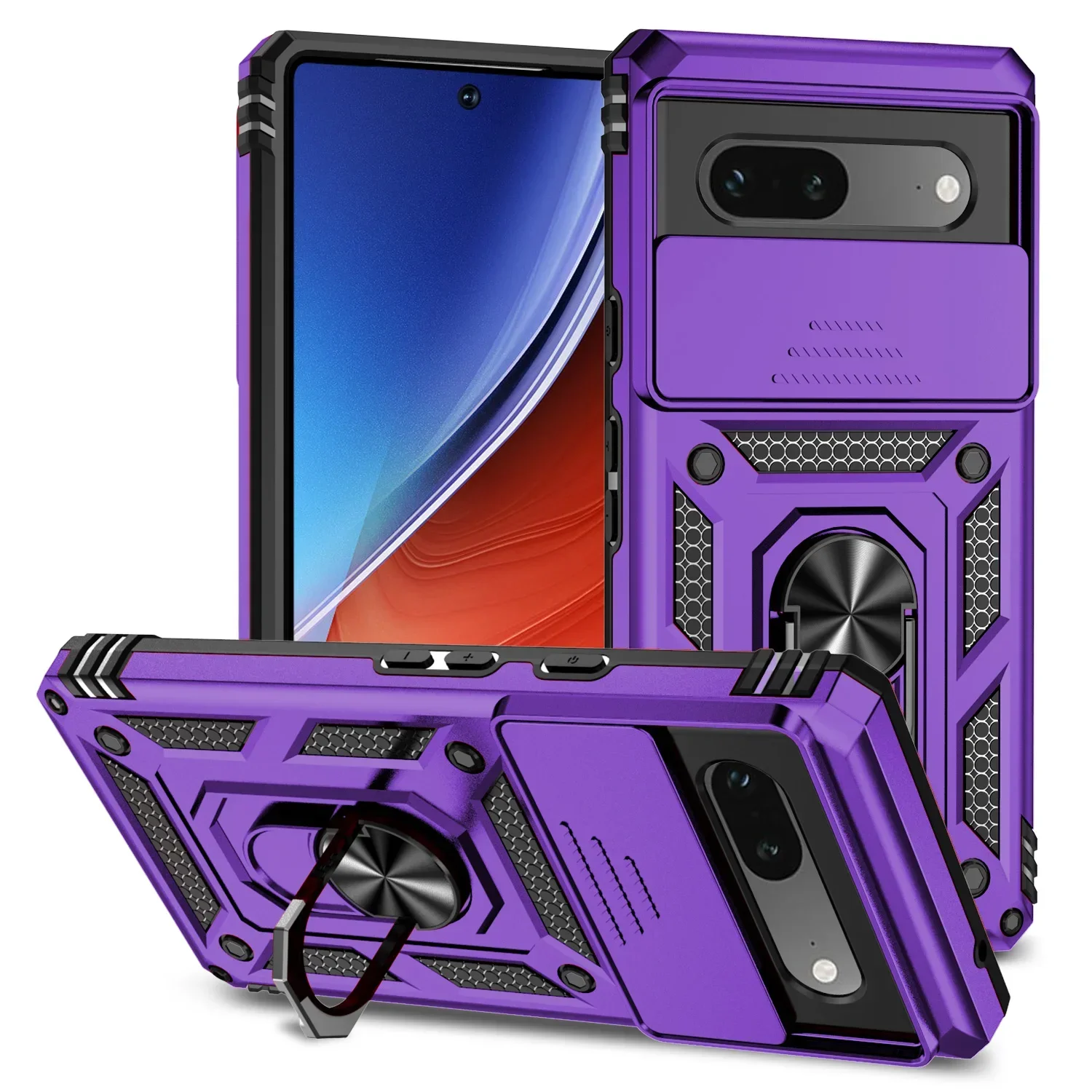 Advanced Armor Protective Case with Ring Holder and Lens Protection