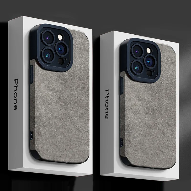Étui en cuir de luxe résistant aux chocs pour iPhone 16 Pro Max 15 14 13 Plus, housse de protection complète colorée pour appareil photo_voghion.com