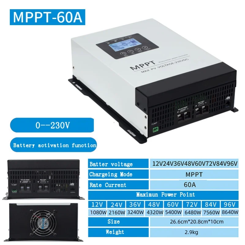 230VDC 12V 48V 60V 72V 84V 96V MPPT Solar Charge Controller Ship From EU warehou