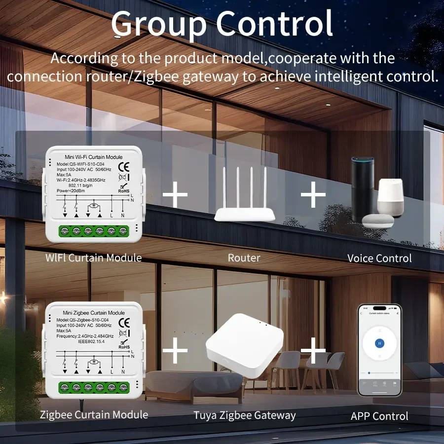투야 와이파이 지그비 스마트 커튼 스위치 모듈 롤러 블라인드 셔터 모터 스마트 라이프 앱 음성 제어 알렉사 구글 홈 지원
