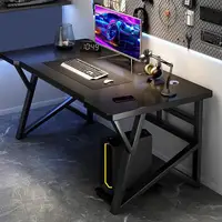 Home Office Gaming Desk with K-shaped Steel Legs, Laptop Computer Desk with Cable Management Hole, Study Room Corner Table 1