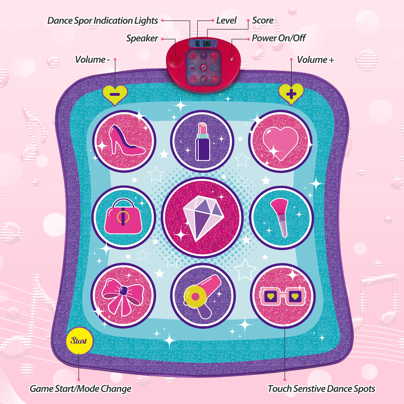 Dance Mat, Gifts Toys for Girls 3 4 5 6 7 8 Years Old, Frozen Theme Toys, Dance Pad with 7 Game Modes, 5 Challenge Levels