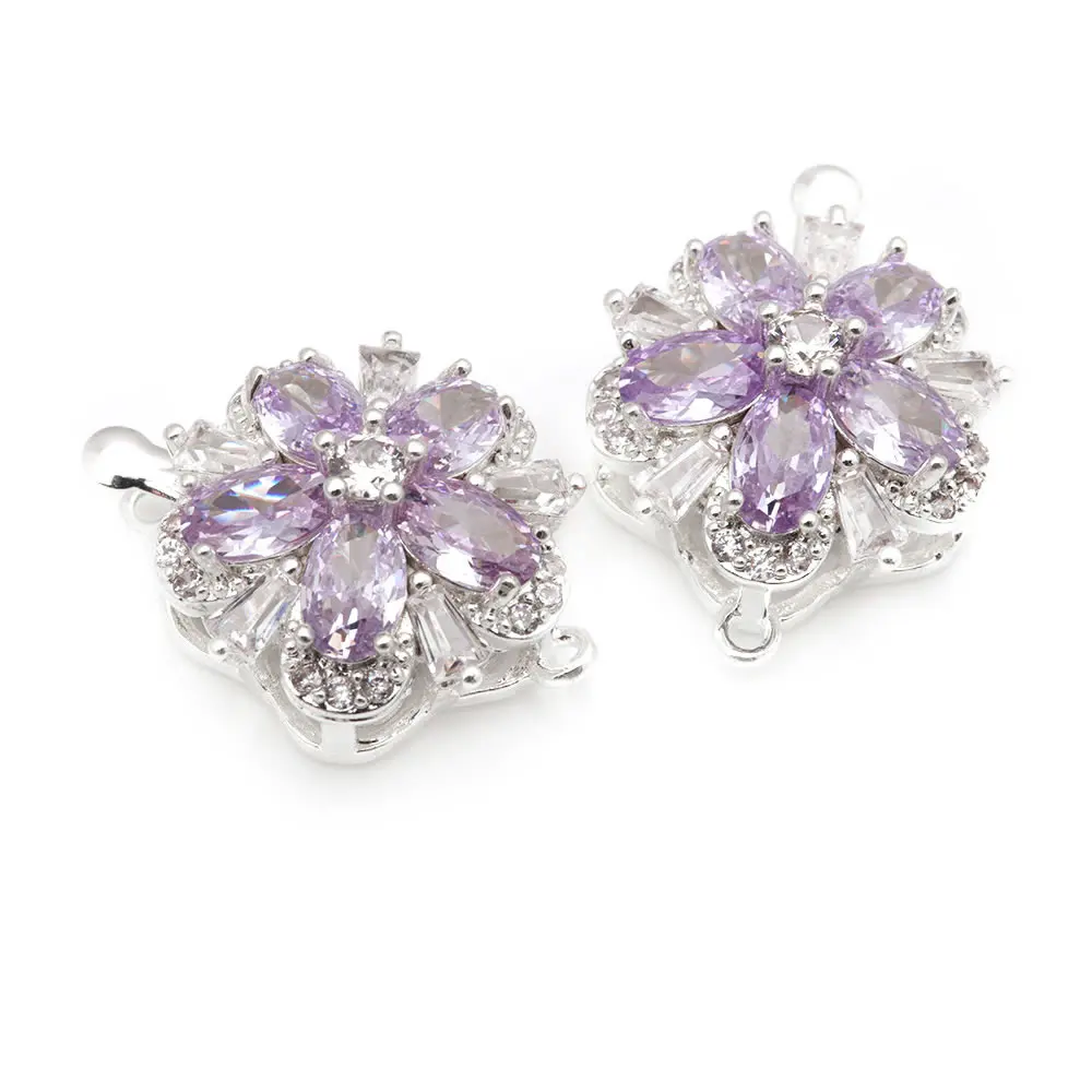 4 juegos de collares de flores de latón y circonio de Color dorado de 18K, cierres de conexión, suministros de joyería Diy de alta calidad - details 9