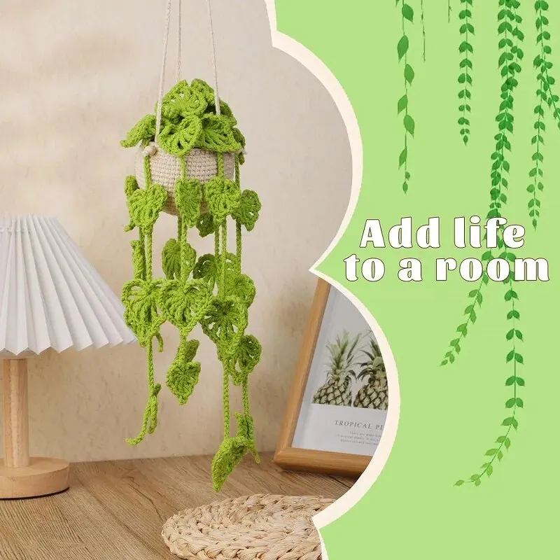BUDDUR Hanging Basket Crochet Knitting Kit With Instruction And Cotton Yarn Thread DIY Non-finished Materials Package Set