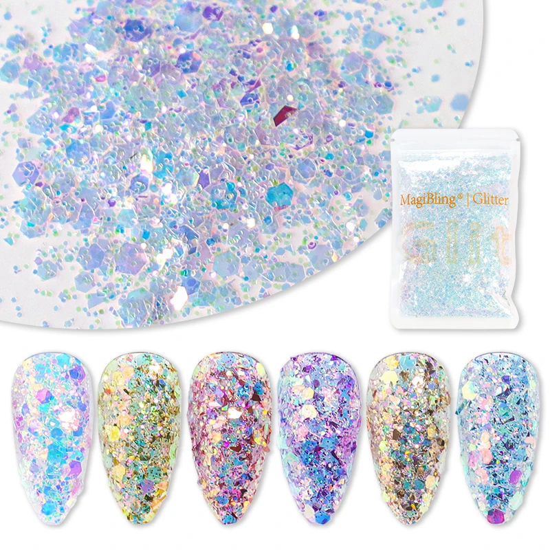 Nail Glitter Nail Powder MagiBling 100g Mixed Mermaid Sequins for Nail Art