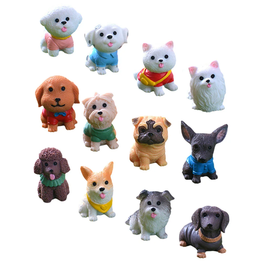 

12 Pcs Micro Landscape Puppy Dog Statue Figurines Home Decor Sculptures Miniature Indoor Animal