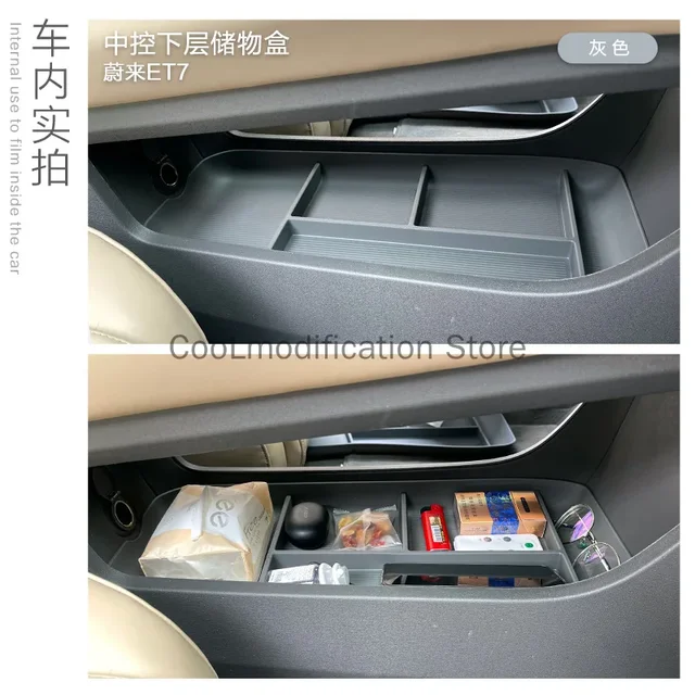 Center Console Storage Tray for NIO ET7 2022 Car Central Armrest Lower Layer Box Organizer Interior Accessories Tidying 4