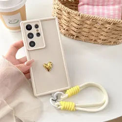 3D Heart Soft Lanyard Phone Case Cover - Motorola Moto G14 (White)