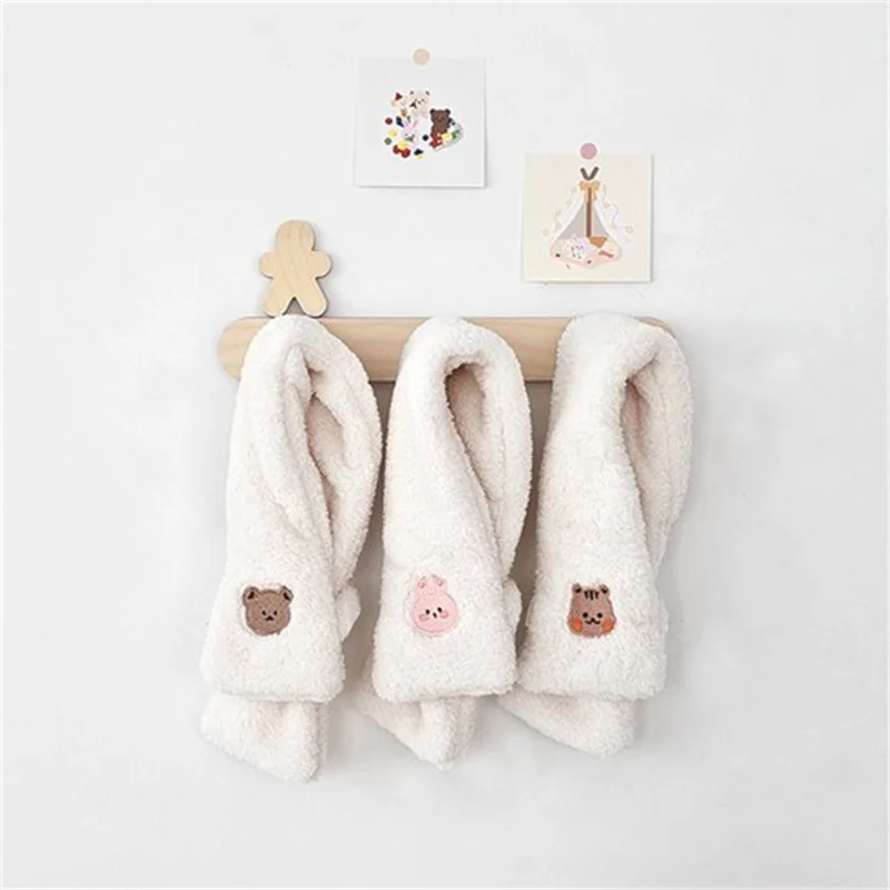 Cute Plush Baby Scarf Children's Scarves Boys Girls Windproof Warm Clothes Bear Embroidery Infant Babies Accessories