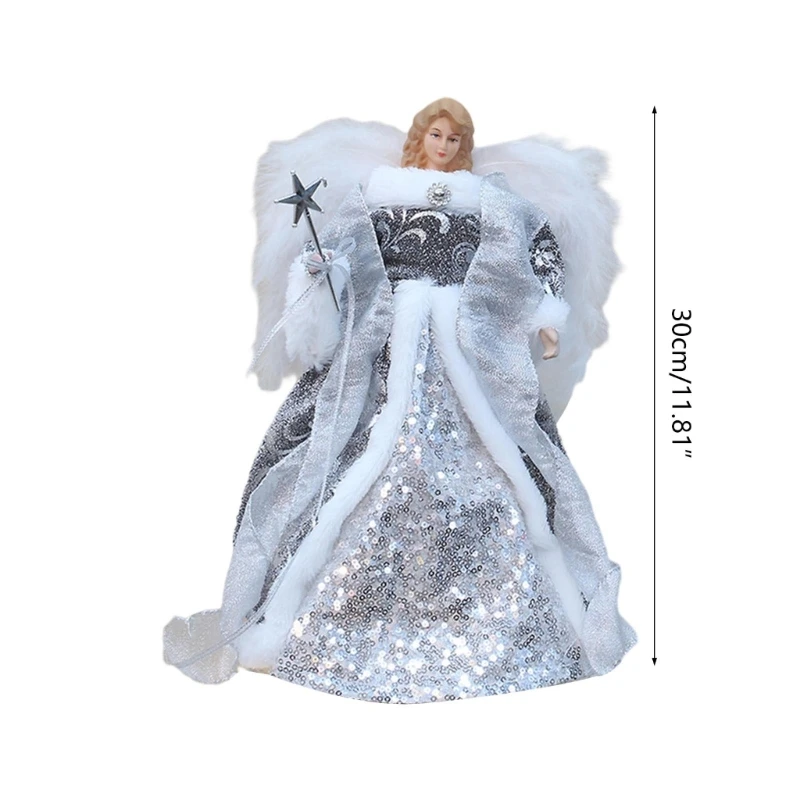 Angeled Statue Christmas Tree Toppers Wing Holiday Party Decorative Ornament