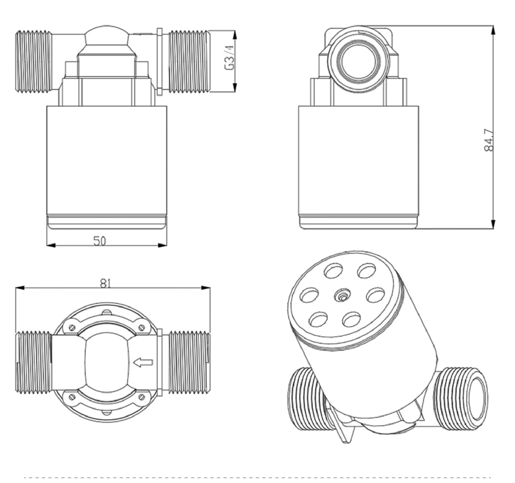 FQF 1/2" Automatic Water Level Control Valve for Water Tank Tower No Float Senso