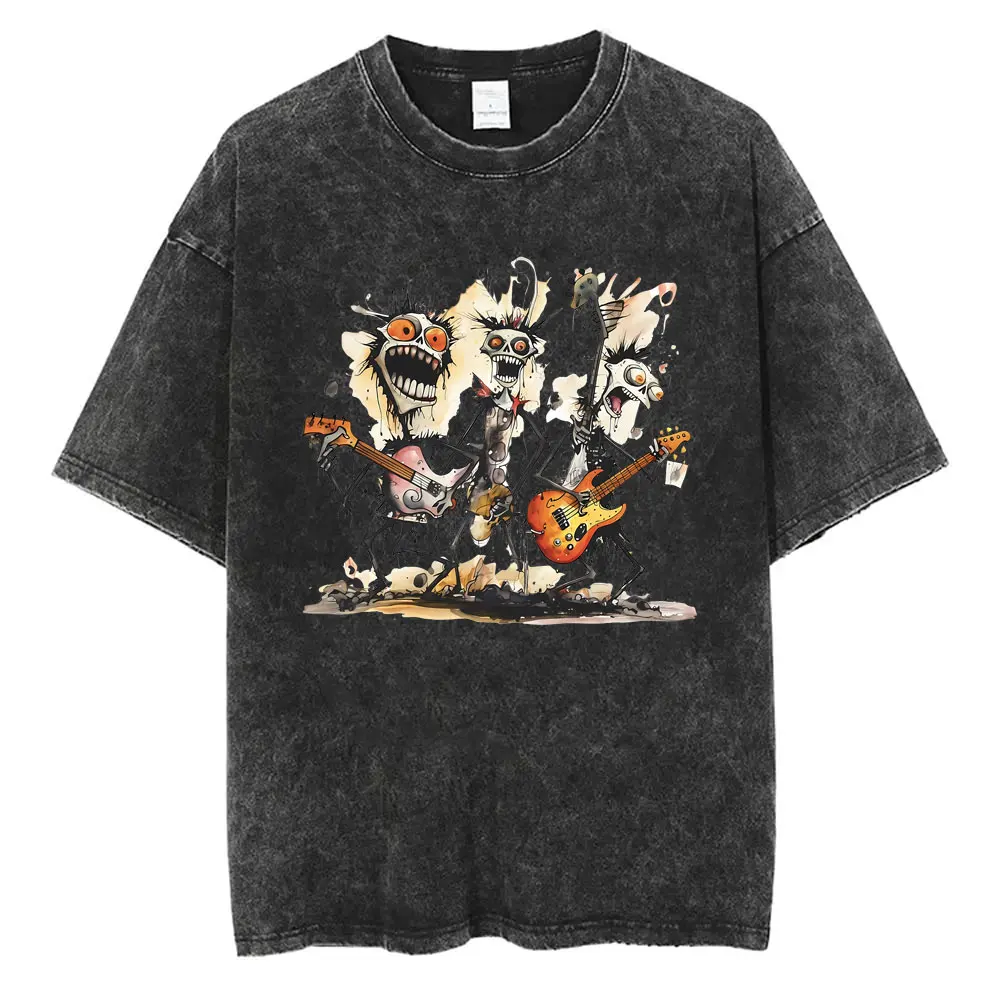 Ghost Band Graphic Tshirt Washed Vintage Skeleton Rock