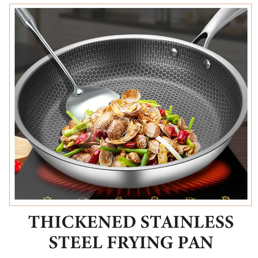 Nonstick Frying Wok Stove Nonstick Titanium Black Gas Burner Wok Stove  Stainless Wok Vitroceramica Kitchen Accessories ZGF5OC - AliExpress