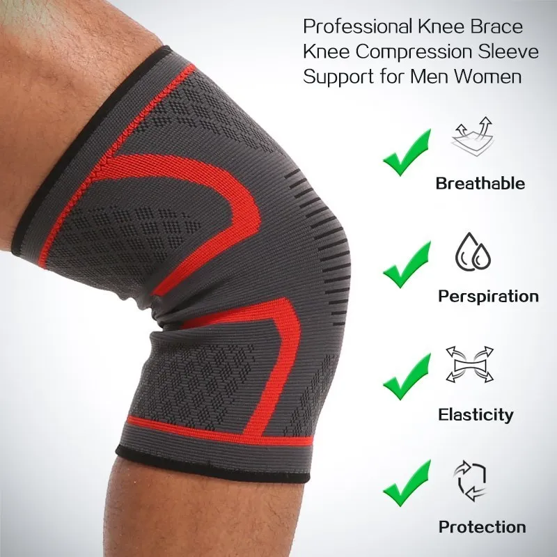 Knee Brace Support Arthritis Joint Nylon Sports Fitness Compression Sleeves Kneepads Running Protector 2 PCS