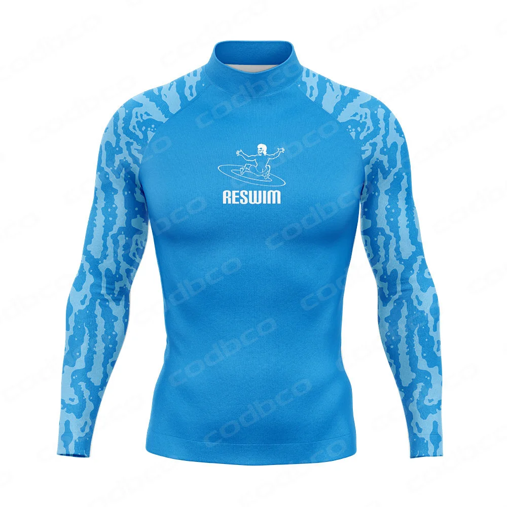 

2023 Men's Swimsuit Rash Guards Long Sleeve Surf T-shirts Beach UV Protection Tight Swimwear Printing Swimming Surfing Rashguard