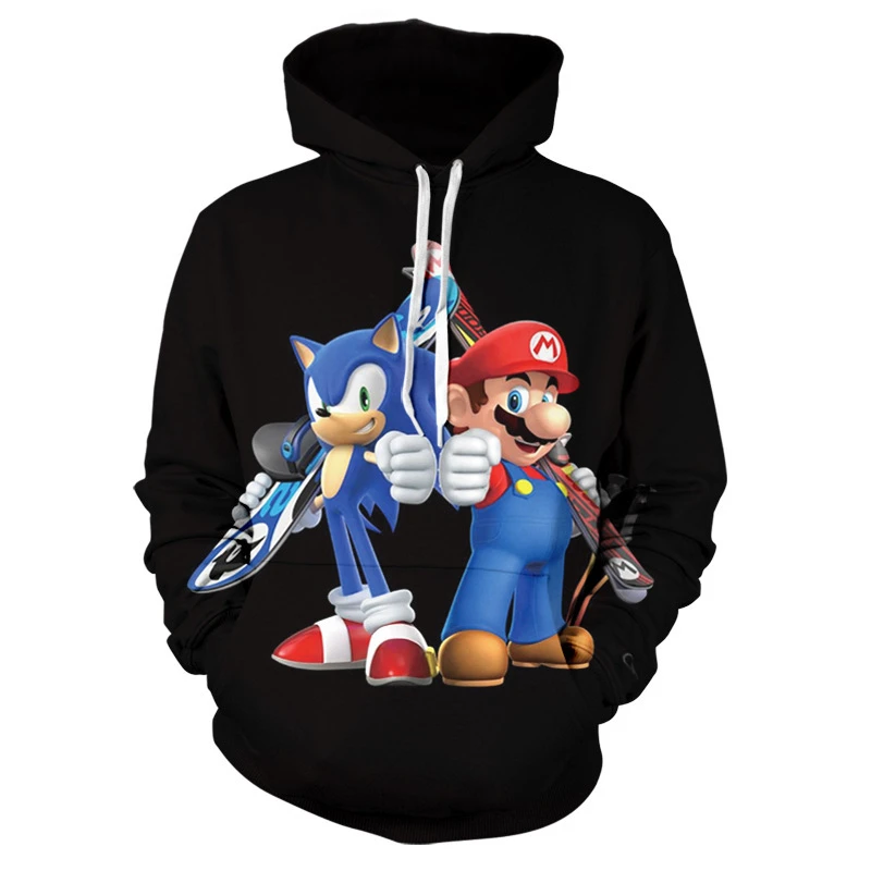 thumbnail image 1 of Sudadera con capucha de moda informal cómoda con impresión 3D de anime Sonic Advance para niños de 4 a 12 años, sudadera con capucha fina de moda para niños, 1 of 5