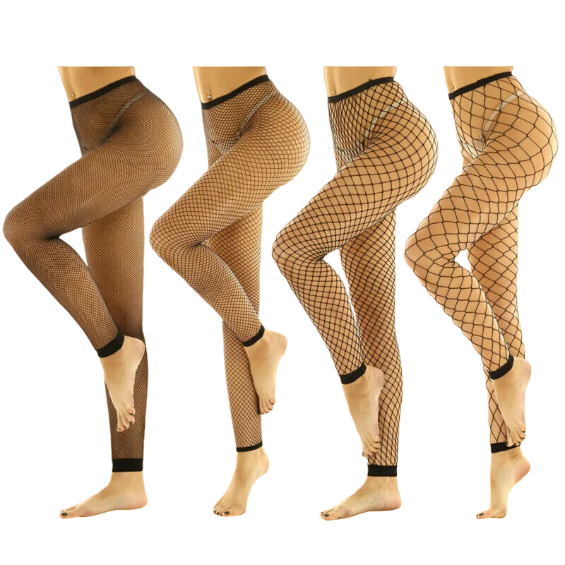 Damenmode, fußlose Netzstrumpfhose, hohe Taille, durchsichtige Netz-Leggings, schwarze Netzstrümpfe, Strumpfhosen – Detail 17