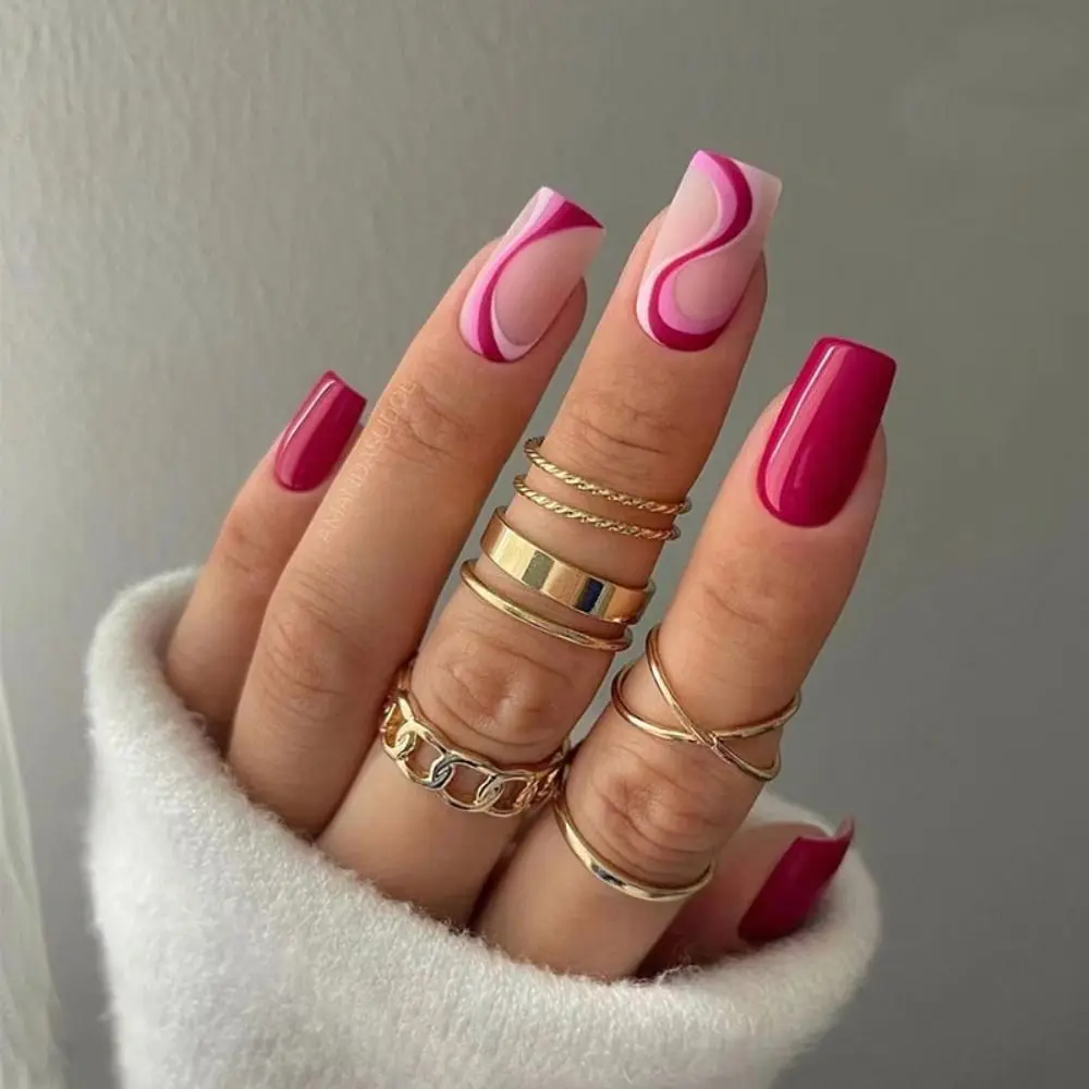 24Pcs Detachable Square False Nails