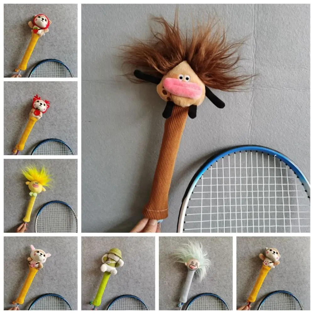 Animal Cartoon Badminton Racket Protector Non Slip Drawstring Badminton Racket Handle Cover Elastic Cute