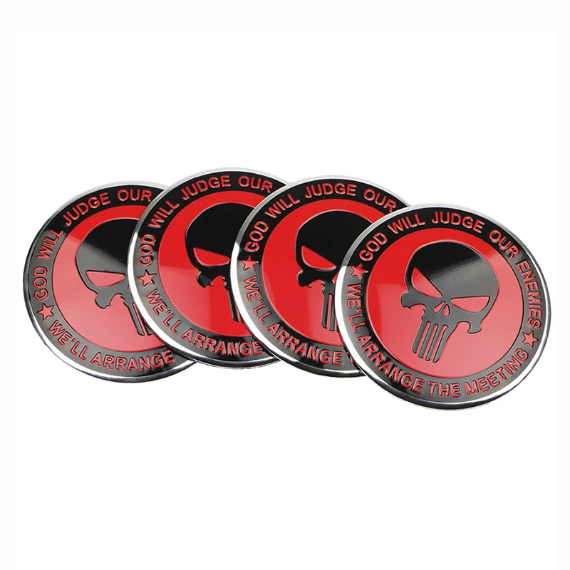 Skull Car Hubcap sticker 4pcs 56MM aluminum car tire personalized car sticker decoration