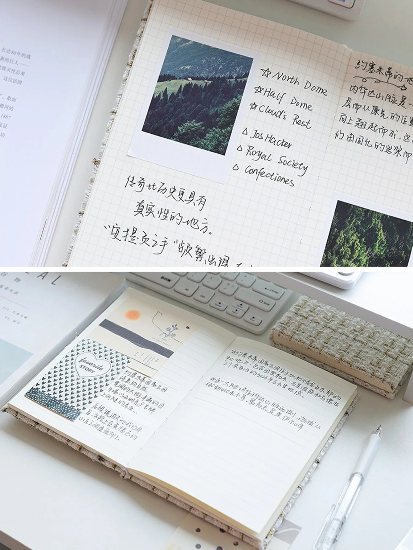 Notizbuch mit Stoffbezug, klassisches B6-Tagebuch für Mädchen, Wochenplan, Reise-Notizbuch, tägliche Agenda, Tagebuch, Büro, Schule, Schreibwaren – Detail 6