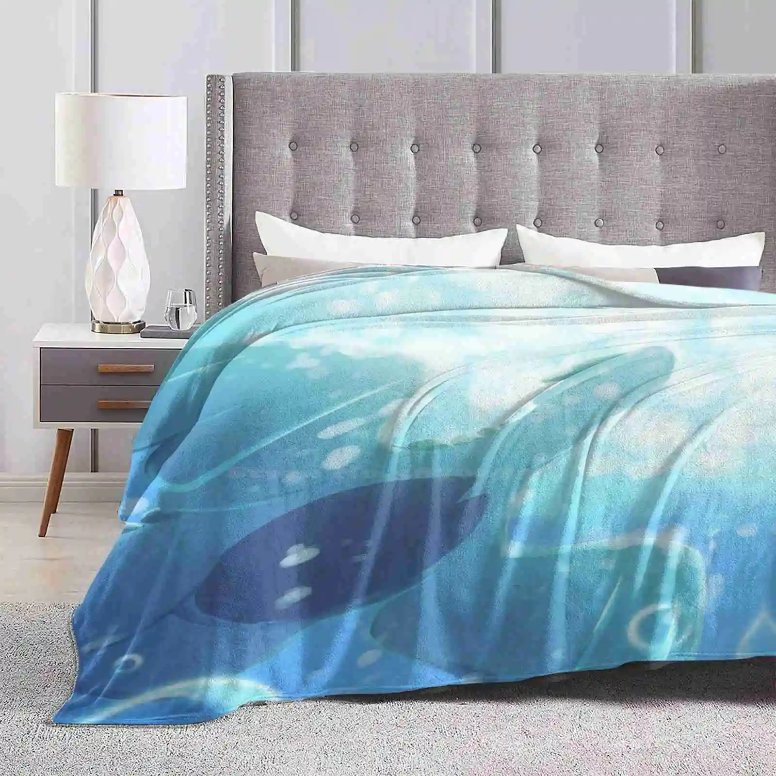 Subacqueo Nuovo Arrivo Moda Tempo Libero Caldo Flanella Coperta Lugia Acqua Blu Scenario Videogiochi Argento Soulsilver