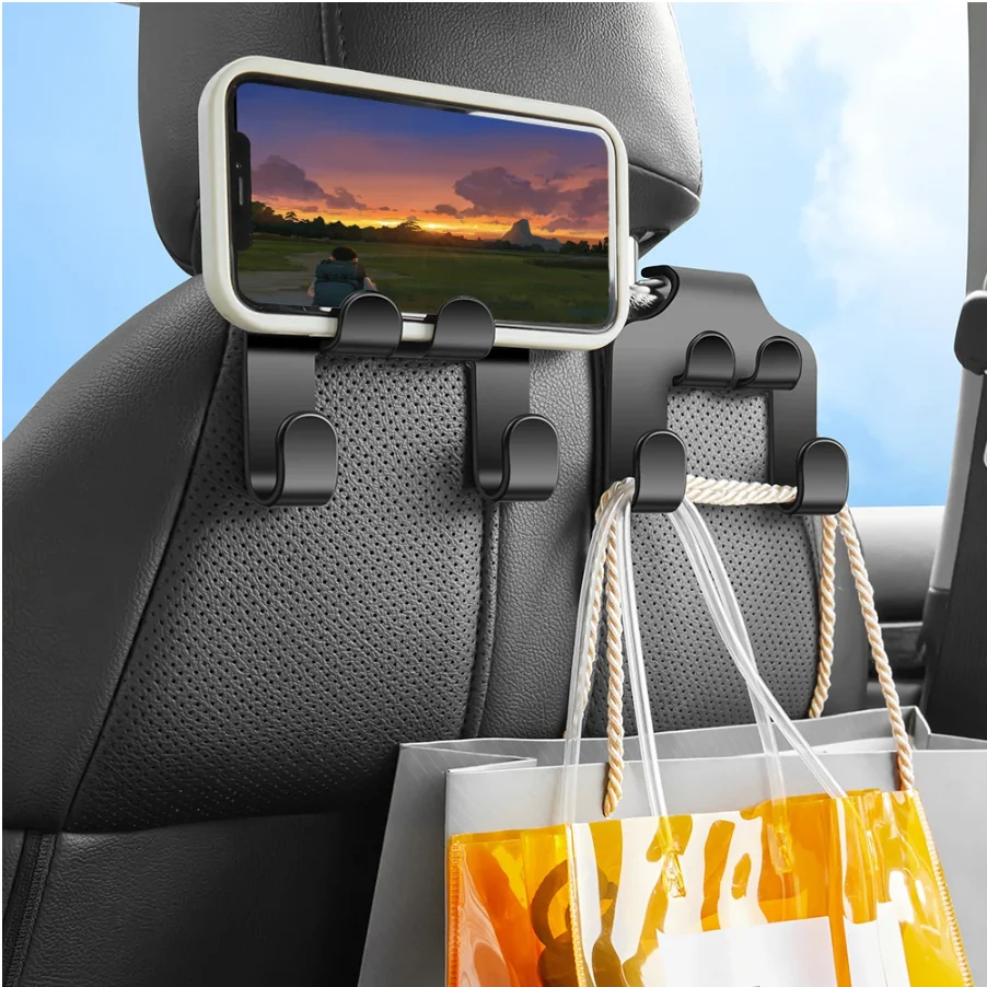 

Car Seat Headrest Hook Carbon Fiber Mobile Phone Holder Car Vehicle Universal Holder Handbag Purse Coat Car Interior Accessories