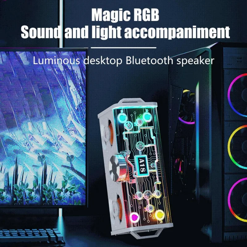 

Mecha Music Speakers The Bass Transparent Bluetooth Wireless Stereo Surround Subwoofer Speaker Loudspeaker for Home Support TF