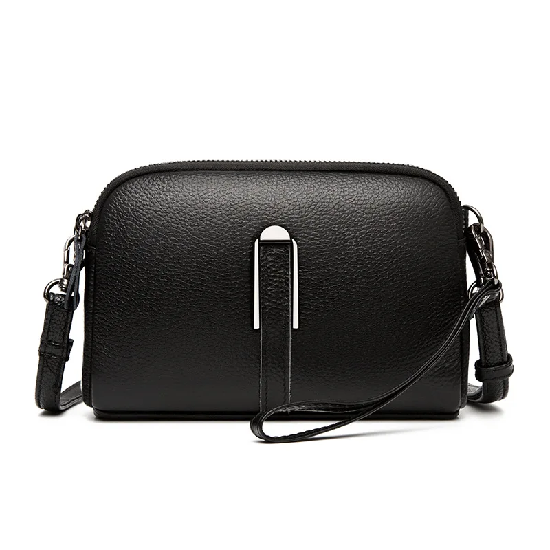 RanHuang New 2024 Women's Fashion Genuine Leather Shoulder Bags High Quality Luxury Small Messenger Bags Black Flap B262