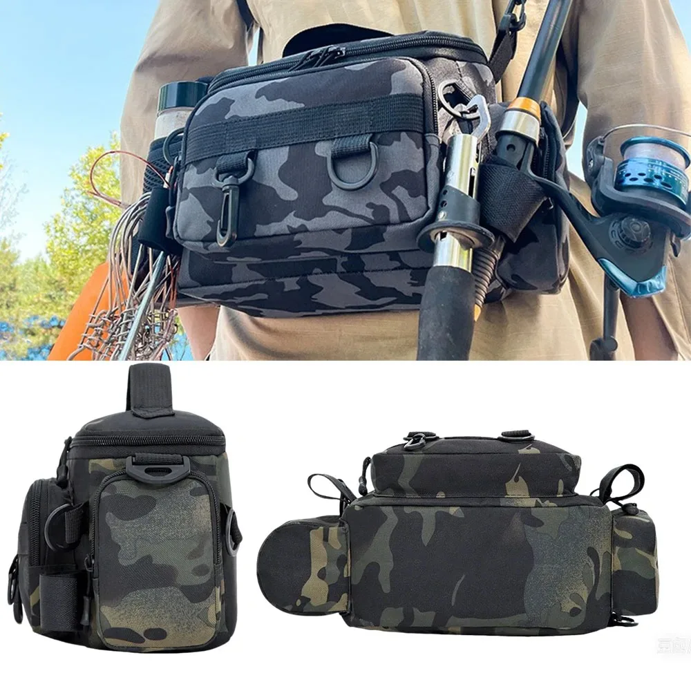 Sac à dos camouflage pêche homme avec multiples compartiments pour matériel de pêche mer et extérieur