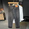 Glenchec Pattern Printed Jeans For Men Loosen Fit Mid Rise Wide Leg Casual Trousers Male 4