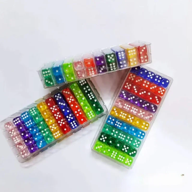 Colorful 100-Piece Acrylic Dice Set - 14mm Standard 6-Sided Dice for Games, Parties, and Classroom Activities