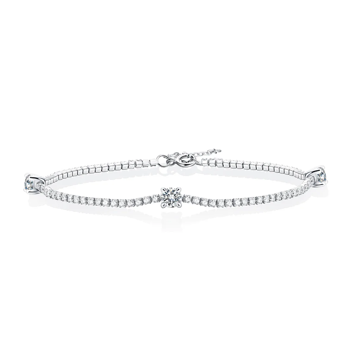 

STB6 Silver Bracelet Zircon Chain Bracelet For Women Fashion Simple Engagement Wedding Glamour Jewelry