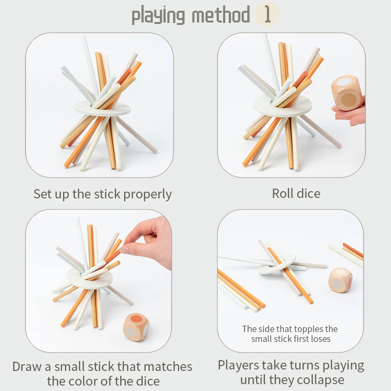 Kids Balance Tower Pick Up Wooden Sticks Social Board Game Logic Thinking Challenge Brain Game Math Count Intellectual Toy Gift