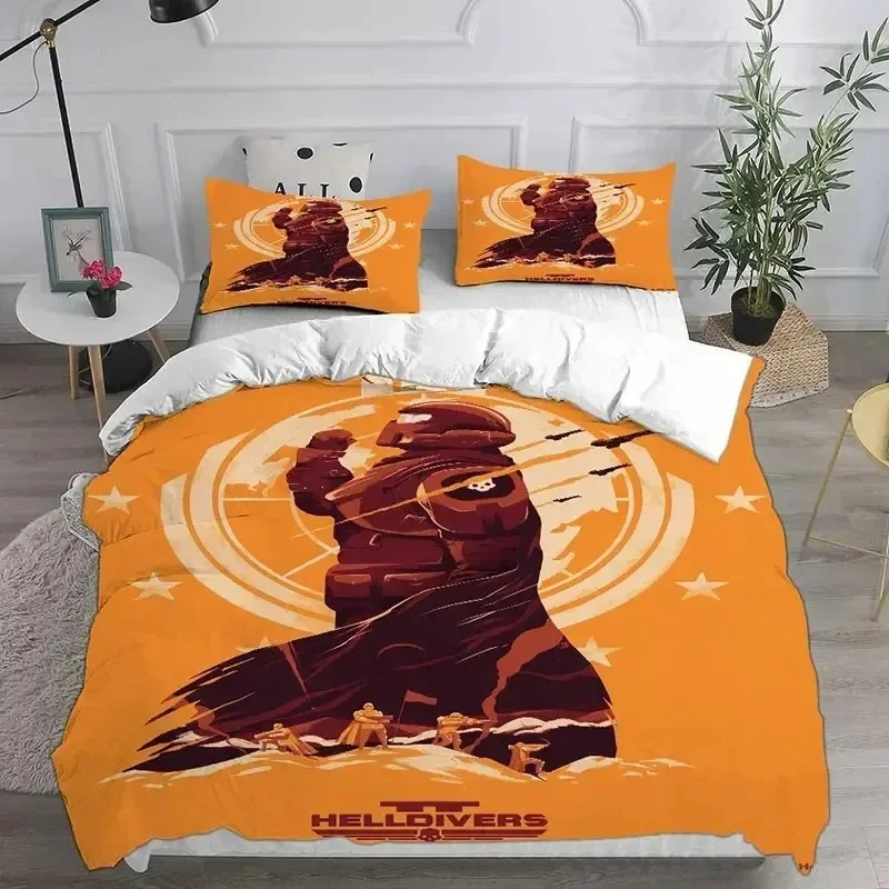 3D HELLDIVERS 2 Bedding Sets Comforter Quilt Bed Cover Duvet Cover Pillow Case Sets Kids Adult Size For Home Textiles 5
