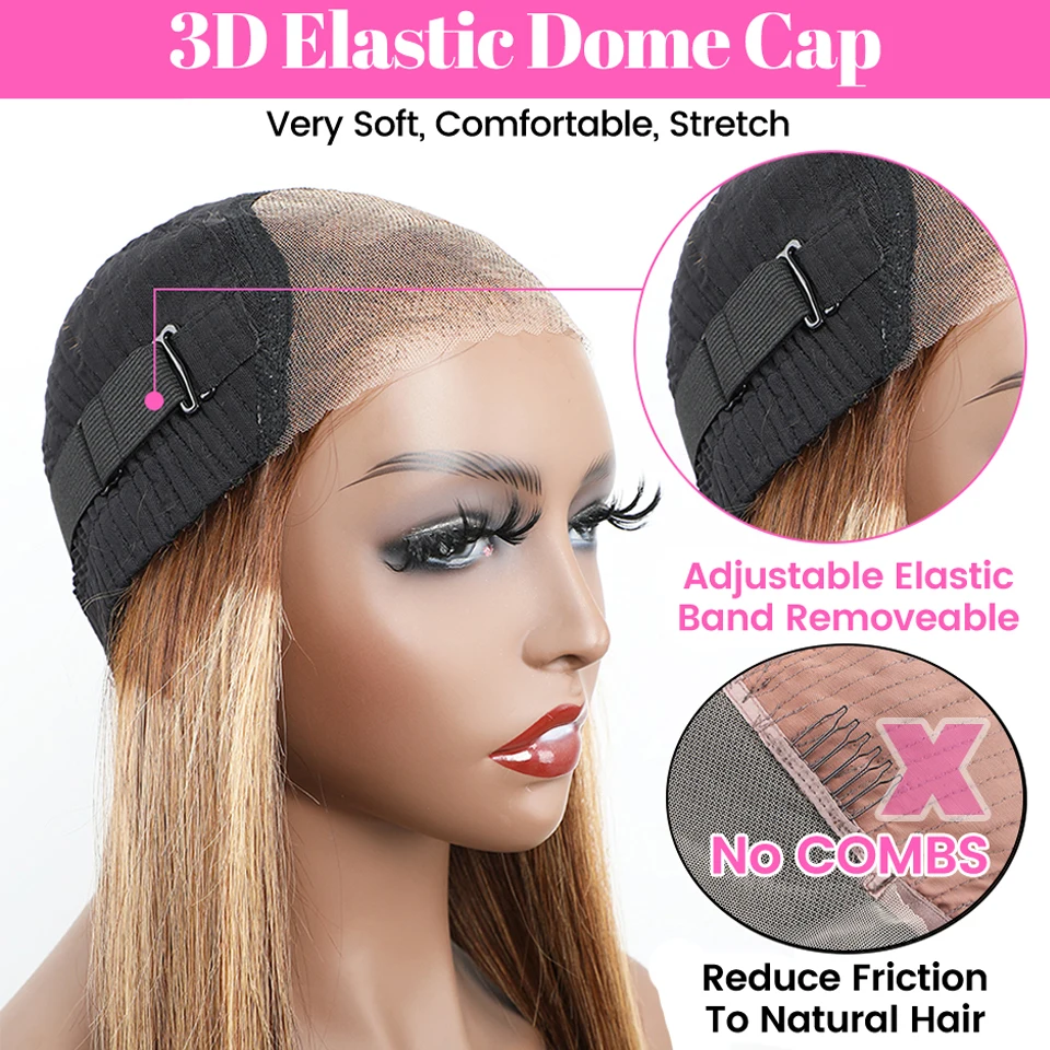 Wear And Go Glueless Wig Malaysian Straight Highlight Wig Preplucked 6x4 HD Lace Closure Glueless Ready To Wear human hair wig lace front wig human hair wigs