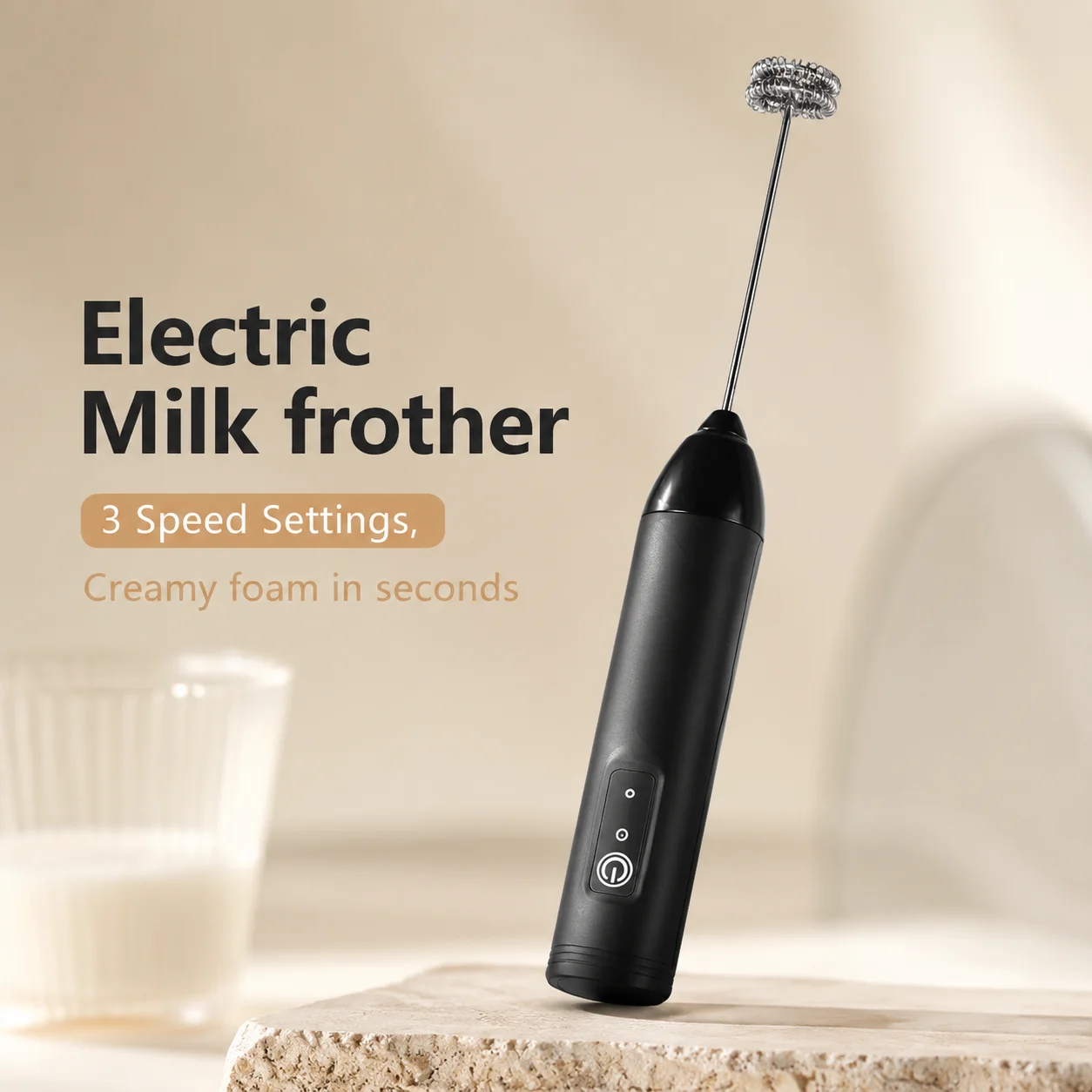 MINI Milk Frother USB Rechargeable 3 Speeds Foam Maker Coffee Whisk Mixer Electric Handle Blender Egg Beater Hot Cooking Tools 1