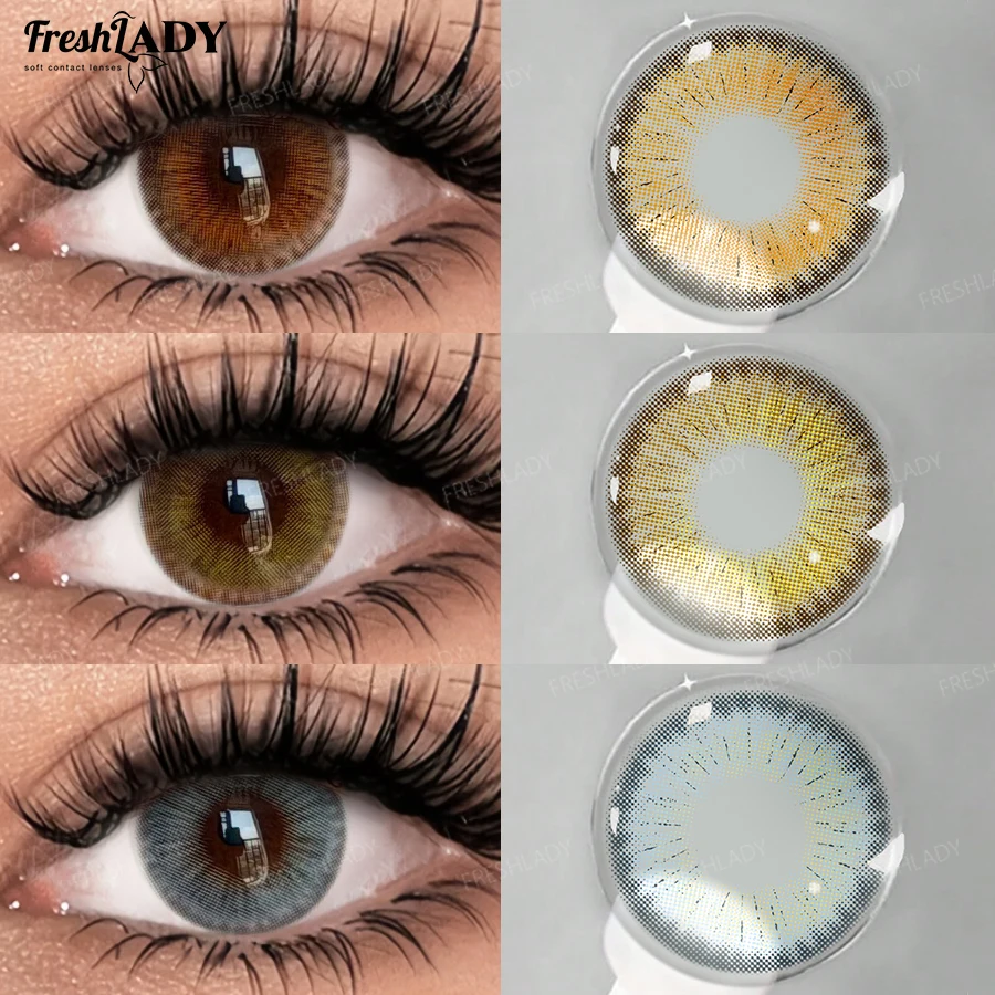 Pearl Warm Series Colored Contact Lenses - Natural Brown & Blue, Soft 14.2mm
