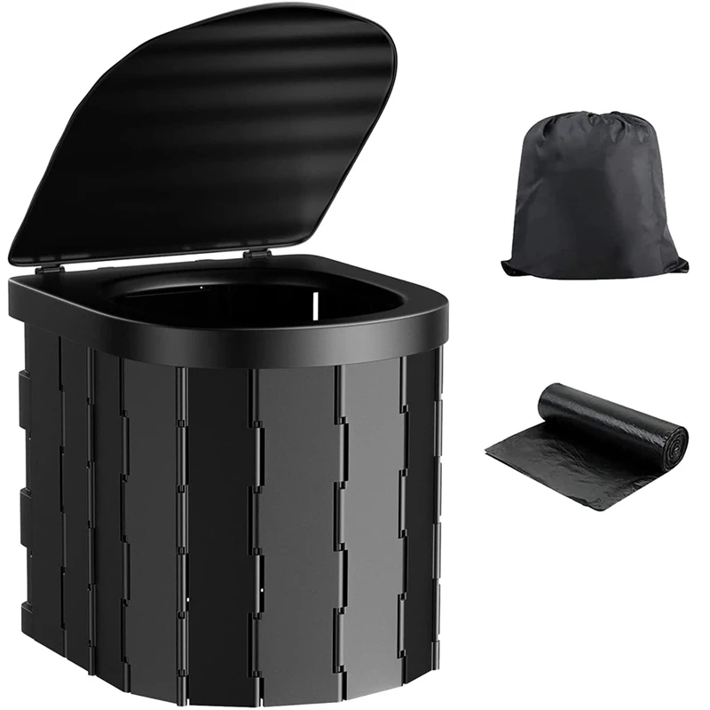 Nuovo-Wc Portatile Per Il Campeggio Wc Pieghevole Portatile Con Coperchio, Porta Vasino Impermeabile Secchio Wc Wc Vasino