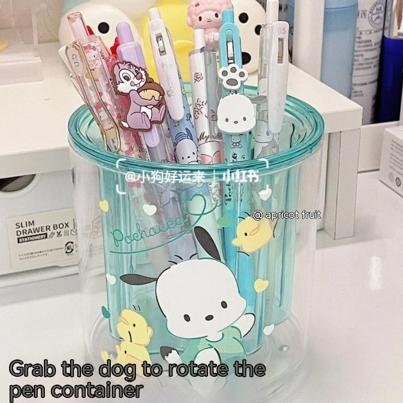 

Вращающийся держатель для ручек Xiaohongshu Pacha с собакой Sanrio мультяшный ящик для хранения канцелярских принадлежностей с вращающимся настольным ящиком для хранения