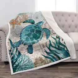Sea Turtle Throw  Blanket Soft Flannel Throw Blanket for Kids Gift Couch Bed