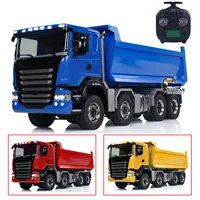 1/14 RC Hydraulic Full Dump Truck 8x8 Roll-on off Dumper Car Differential Lock Axles Painted Assembled Tipper Model for Adult 1