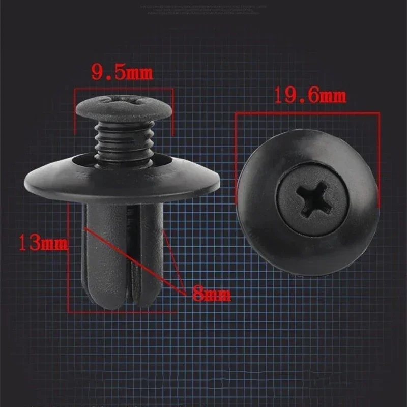 200pcs 8mm Plastic Rivets 4