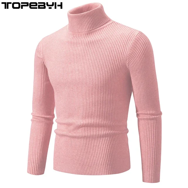 High Quality Men's Autumn and Winter High Neck Knit Shirt Slim Fit