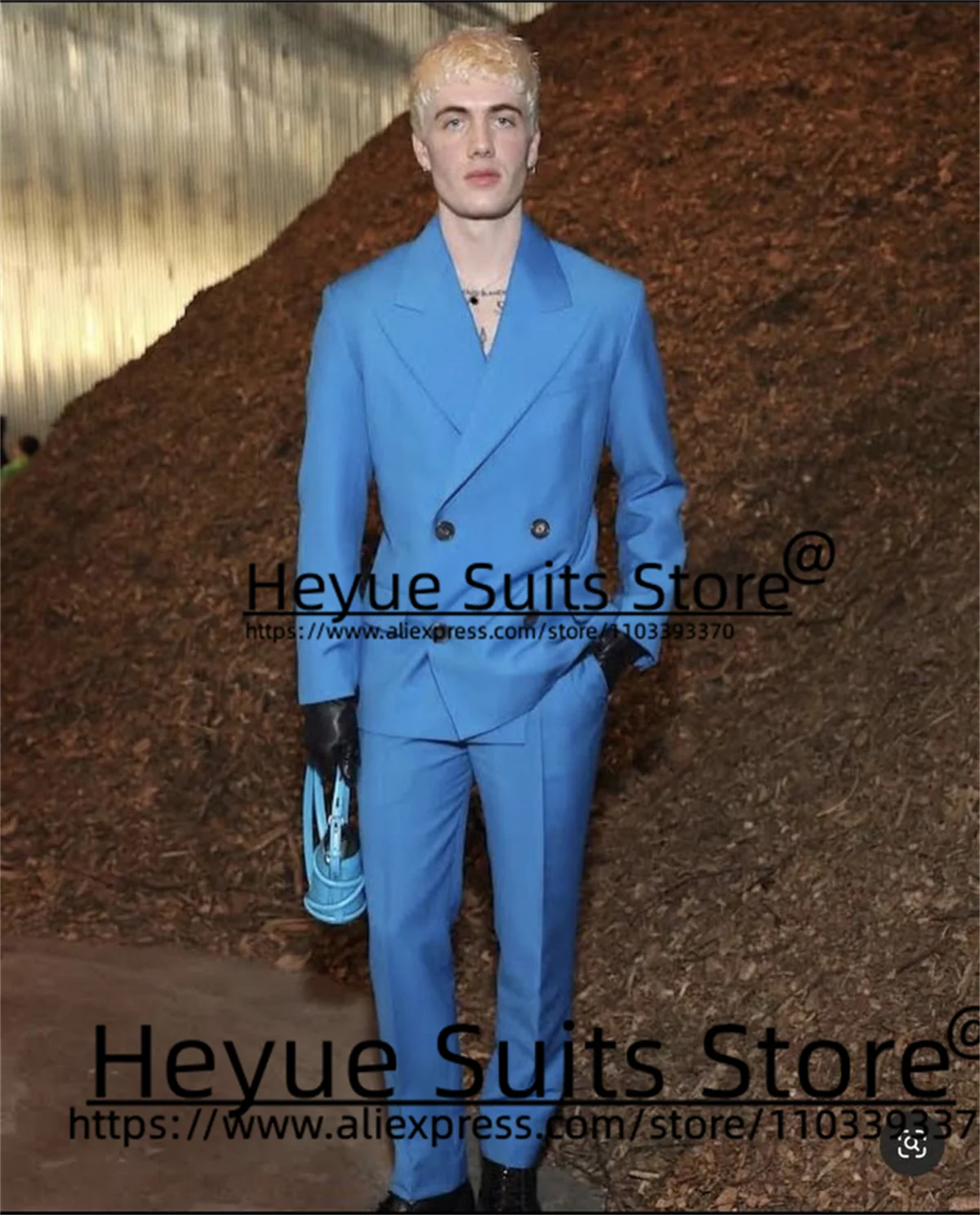 Fuchsia Double-breasted Men Suits Slim Fit Peak Lapel Groom Formal Tuxedos 2 Pieces Sets Foshion Male Blazer Trajes De Hombre
