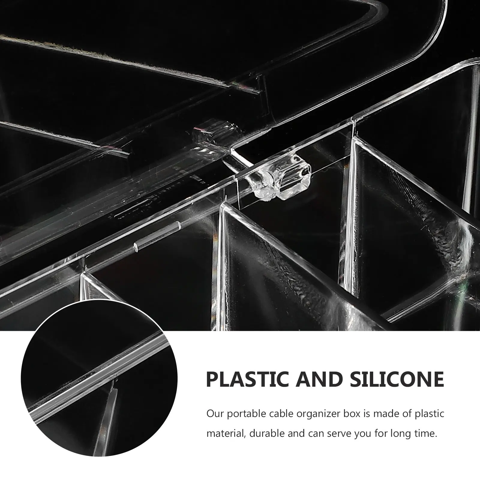 케이블 정리함 방진 플라스틱 와이어 박스 8칸 대용량 케이블 보관함 책상용 코드 정리함