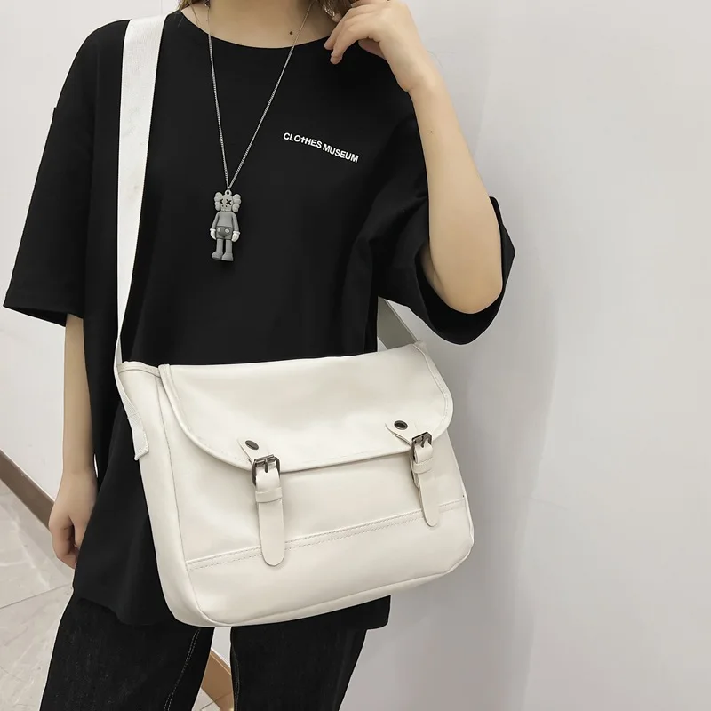 Japanese Pu Leather Crossbody Bag for Women Men 2022 Student Shoulder