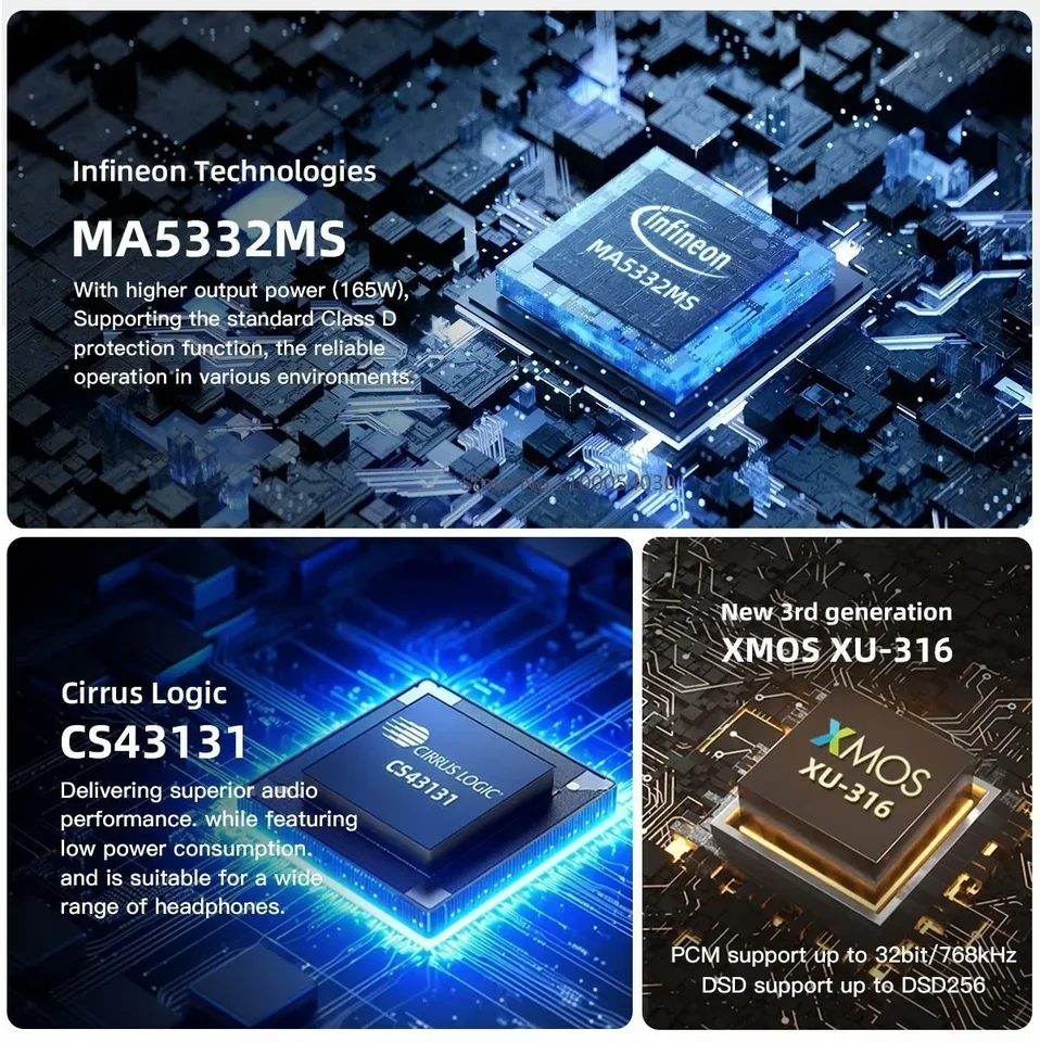 Smsl ao300 dacパワーアンプ、ヘッドフォンアンプとデコーダー