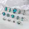 Long-lasting Rings Bohemia Rings Vintage Bohemian Adjustable Ring Set with Cactus Sun Shape Faux Turquoise Knuckle Rings for Her 1