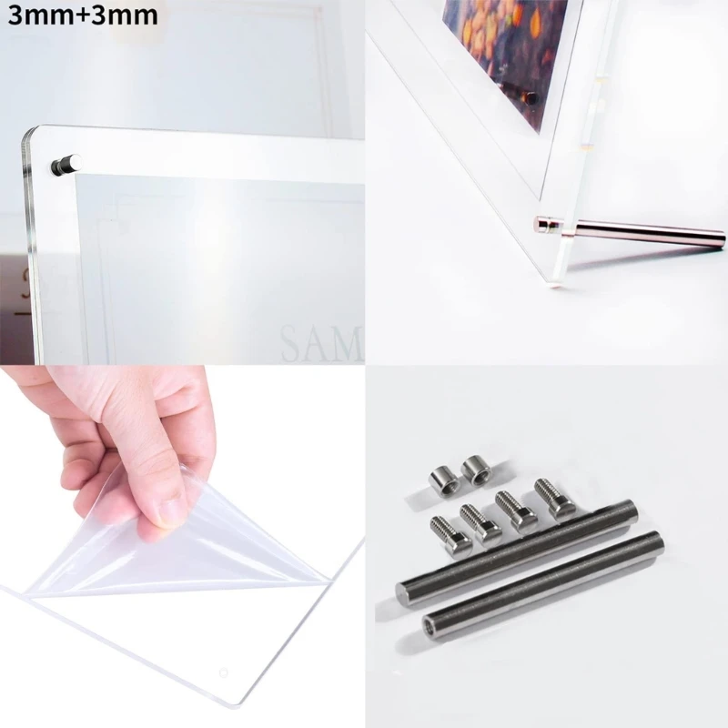 

Acrylic Photo Frame Display Stand Paper Holder Dormitory Tabletop Decorations